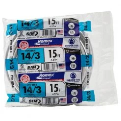 15 ft. 14/3 Solid Romex SIMpull CU NM-B W/G Wire by Southwire -Electro Gear Shop southwire nm wires 63946826 1d 1000