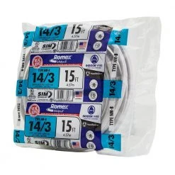 15 ft. 14/3 Solid Romex SIMpull CU NM-B W/G Wire by Southwire -Electro Gear Shop southwire nm wires 63946826 77 1000