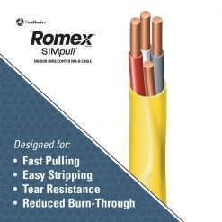50 ft. 12/3 Solid Romex SIMpull CU NM-B W/G Wire by Southwire -Electro Gear Shop southwire nm wires 63947622 40 1000