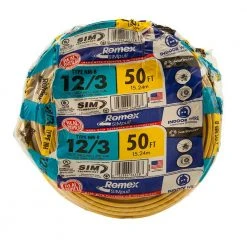 50 ft. 12/3 Solid Romex SIMpull CU NM-B W/G Wire by Southwire -Electro Gear Shop southwire nm wires 63947622 66 1000