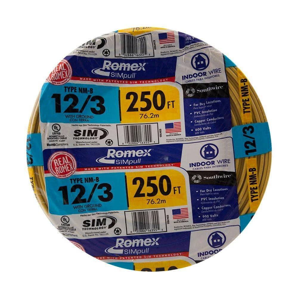 250 ft. 12/3 Solid Romex SIMpull CU NM-B W/G Wire by Southwire 5 250 ft. 12/3 Solid Romex SIMpull CU NM-B W/G Wire by Southwire - Image 5