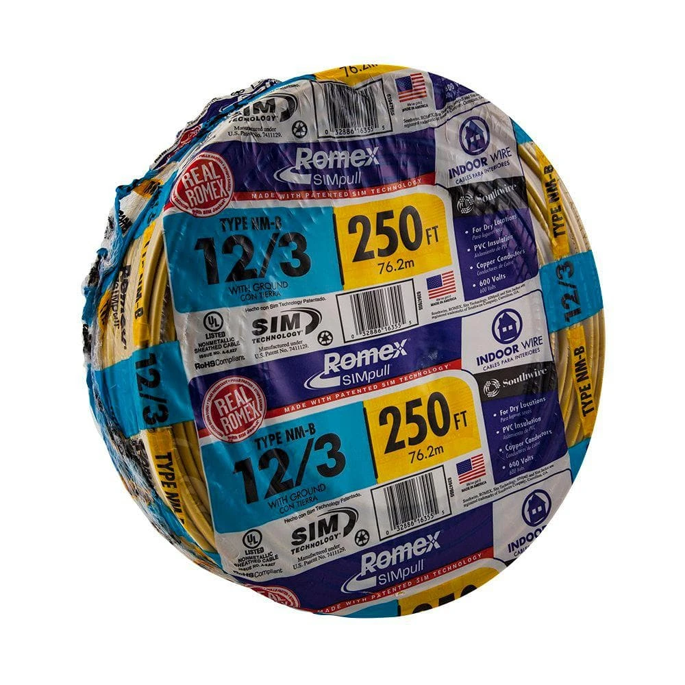 250 ft. 12/3 Solid Romex SIMpull CU NM-B W/G Wire by Southwire 6 250 ft. 12/3 Solid Romex SIMpull CU NM-B W/G Wire by Southwire - Image 6