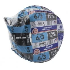 125 ft. 6/3 Black Stranded Romex SIMpull CU NM-B W/G Wire by Southwire -Electro Gear Shop southwire nm wires 63950002 66 1000