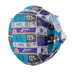 125 ft. 6/3 Black Stranded Romex SIMpull CU NM-B W/G Wire by Southwire -Electro Gear Shop southwire nm wires 63950002 77 1000