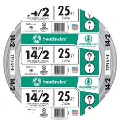 25 ft. 14/2 Gray Solid CU UF-B W/G Wire by Southwire