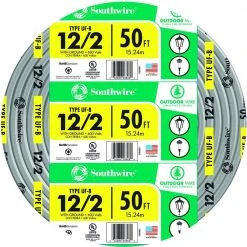 50 ft. 12/2 Gray Solid CU UF-B W/G Wire by Southwire
