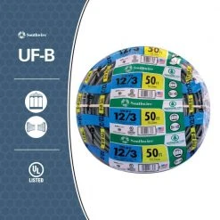 50 ft. 12/3 Gray Solid CU UF-B W/G Wire by Southwire -Electro Gear Shop southwire outdoor electrical wires 13058322 40 1000