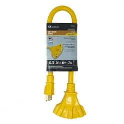 2 ft. 12/3 STW Multi-Outlet (3) Outdoor Heavy-Duty Adapter Extension Cord, Yellow by Southwire