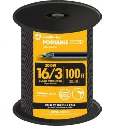 100 ft. 16/3 600-Volt CU Black Flexible Portable Power SOOW Cord by Southwire