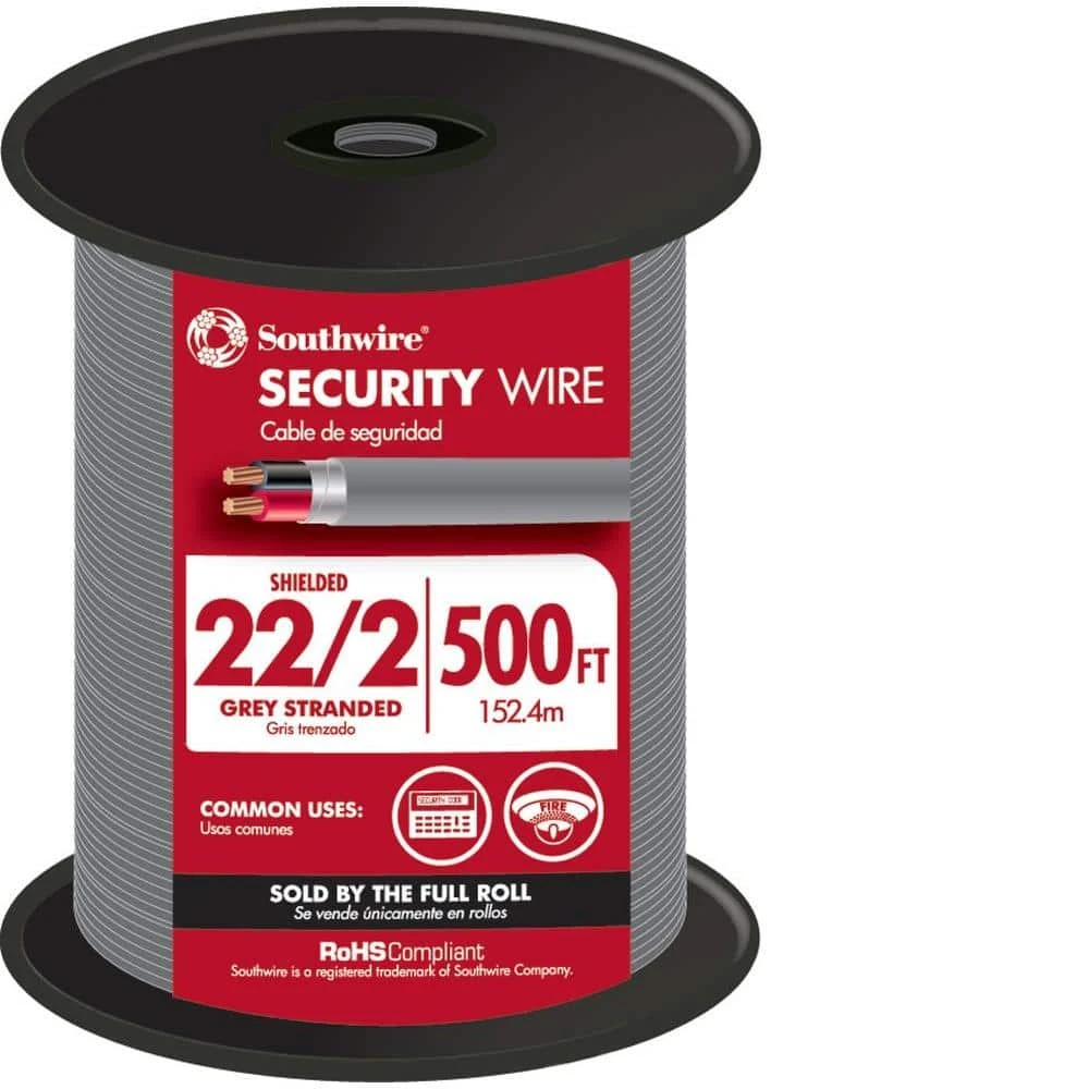 500 ft. 22/2 Gray Stranded CU CL3R Shielded Security Cable by Southwire 1 500 ft. 22/2 Gray Stranded CU CL3R Shielded Security Cable by Southwire