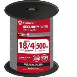 500 ft. 18/4 Gray Stranded CU CL3R Shielded Security Cable by Southwire