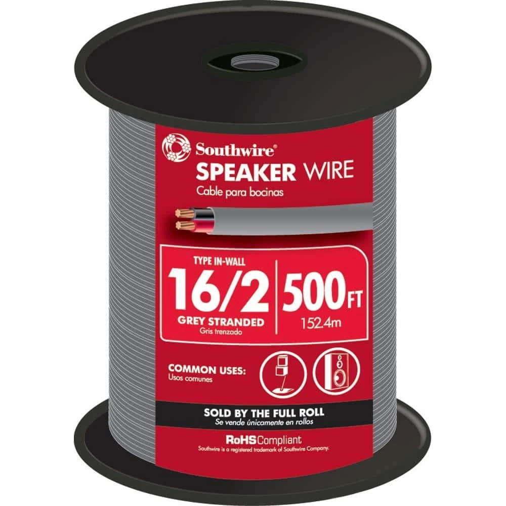 500 ft. 16/2 Grey Stranded CU In-Wall CMR/CL3R Speaker Wire by Southwire 1 500 ft. 16/2 Grey Stranded CU In-Wall CMR/CL3R Speaker Wire by Southwire
