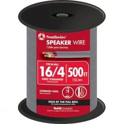 500 ft. 16/4 Grey Stranded CU In-Wall CMR/CL3R Speaker Wire by Southwire