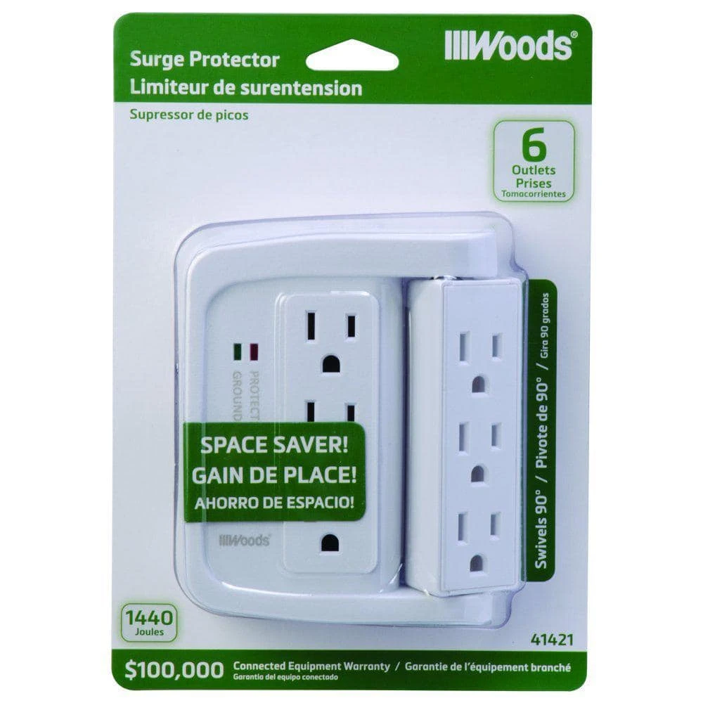6-Outlet 1440-Joule Plug-In Space Saver Swivel Surge Protector by Southwire 1 6-Outlet 1440-Joule Plug-In Space Saver Swivel Surge Protector by Southwire
