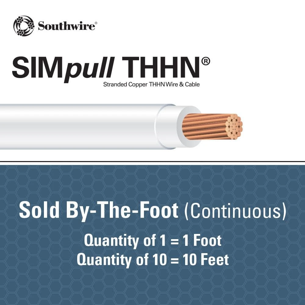 (By-the-Foot) 8 White Stranded CU SIMpull THHN Wire by Southwire 2 (By-the-Foot) 8 White Stranded CU SIMpull THHN Wire by Southwire - Image 2