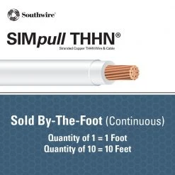 (By-the-Foot) 4 White Stranded CU SIMpull THHN Wire by Southwire -Electro Gear Shop southwire thhn wires 20500599 40 1000