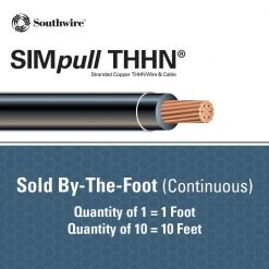 (By-the-Foot) 3 Black Stranded CU SIMpull THHN Wire by Southwire -Electro Gear Shop southwire thhn wires 24346999 40 1000
