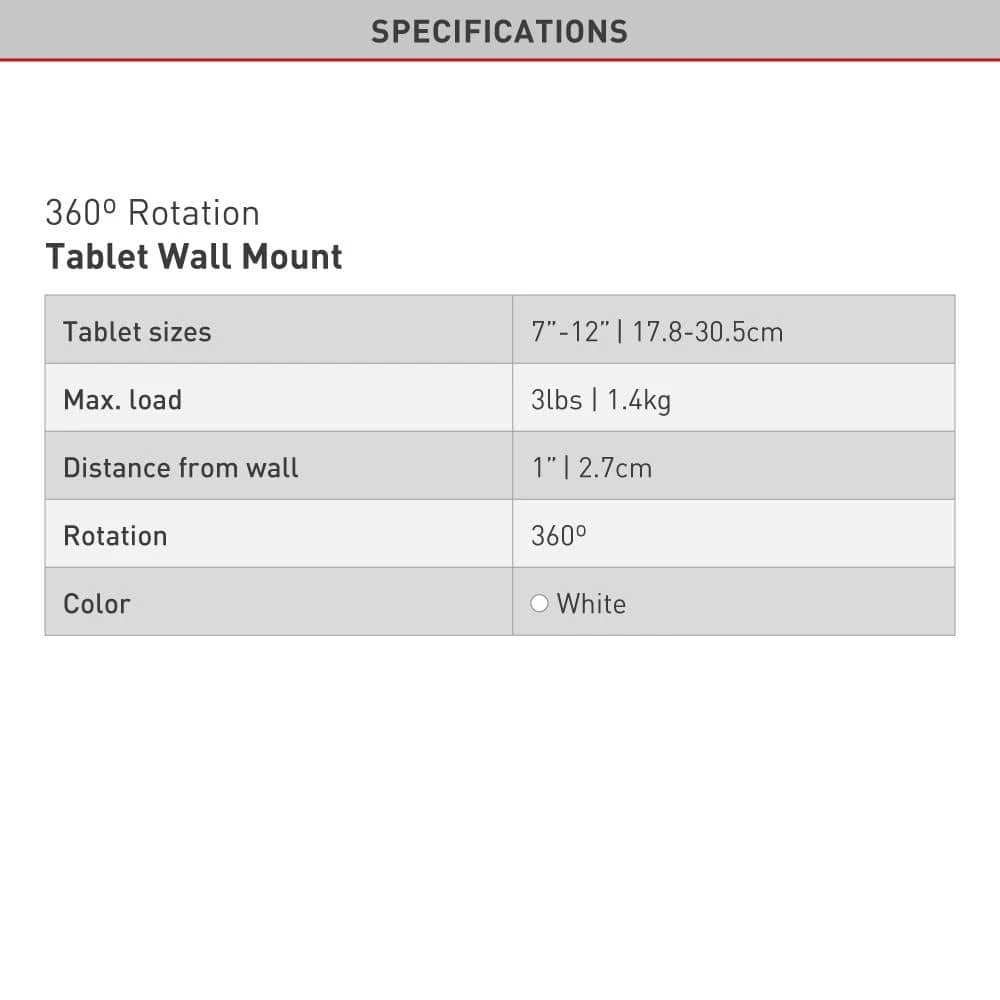 Barkan 7 in to 12 in Fixed Tablet Wall Mount for Tablets up to 3 lbs by Barkan a Better Point of View 5 Barkan 7 in to 12 in Fixed Tablet Wall Mount for Tablets up to 3 lbs by Barkan a Better Point of View - Image 5