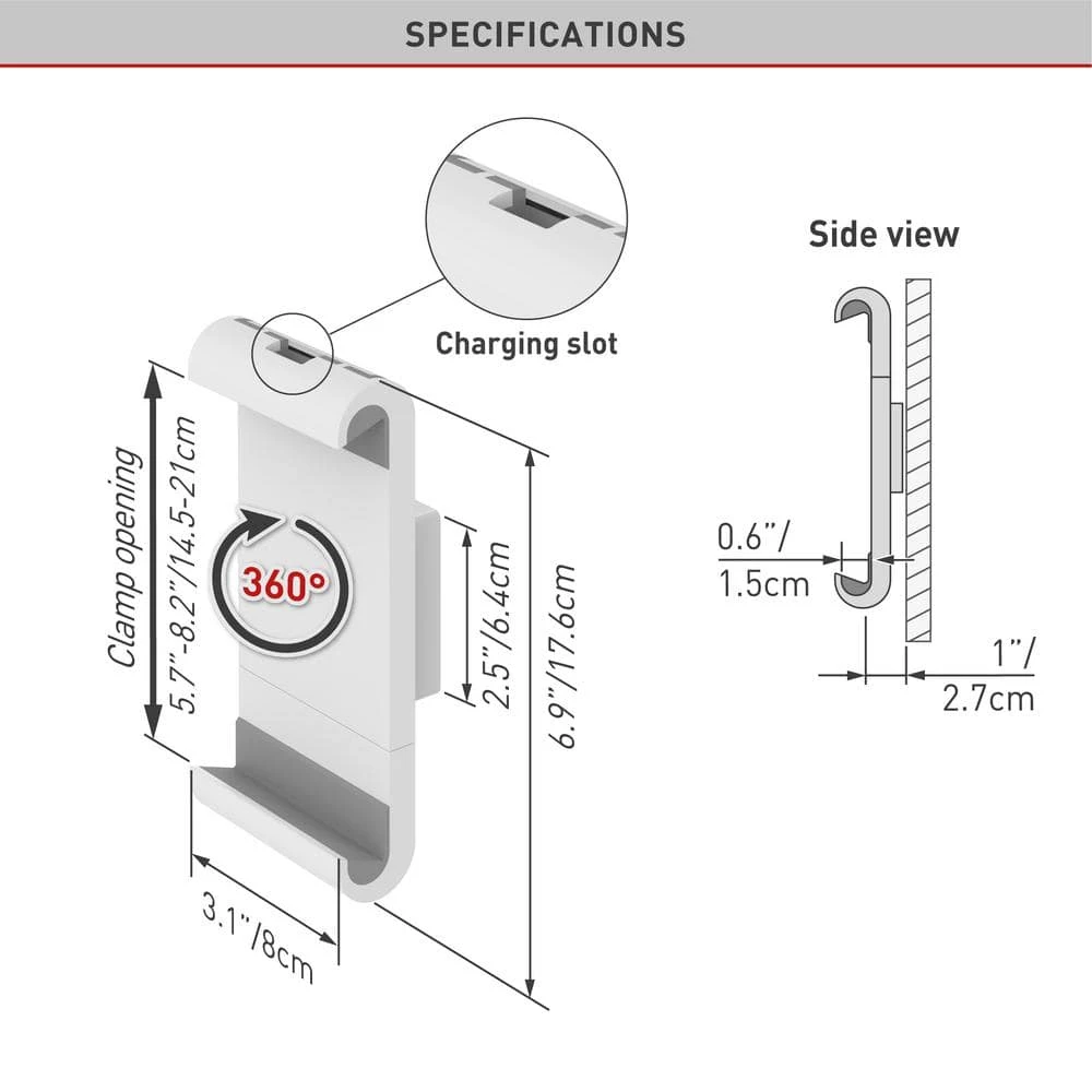 Barkan 7 in to 12 in Fixed Tablet Wall Mount for Tablets up to 3 lbs by Barkan a Better Point of View 4 Barkan 7 in to 12 in Fixed Tablet Wall Mount for Tablets up to 3 lbs by Barkan a Better Point of View - Image 4