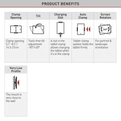 Barkan 7 in to 12 in Full Motion Tablet Wall & Cabinet Mount for Tablets up to 3 lbs by Barkan a Better Point of View -Electro Gear Shop white barkan a better point of view tablets accessories t54 1d 1000