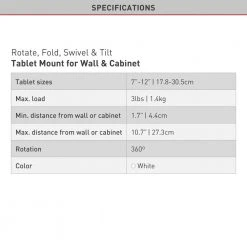 Barkan 7 in to 12 in Full Motion Tablet Wall & Cabinet Mount for Tablets up to 3 lbs by Barkan a Better Point of View -Electro Gear Shop white barkan a better point of view tablets accessories t54 fa 1000