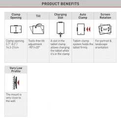 Barkan 7" to 12" Full Motion - 4 Movement Tablet Wall & Cabinet Mount, White, Firm Tablet Clamp, 360° Rotation by Barkan a Better Point of View 11 Barkan 7" to 12" Full Motion - 4 Movement Tablet Wall & Cabinet Mount, White, Firm Tablet Clamp, 360° Rotation by Barkan a Better Point of View -Electro Gear Shop white barkan a better point of view tablets accessories t54 online 1d 1000