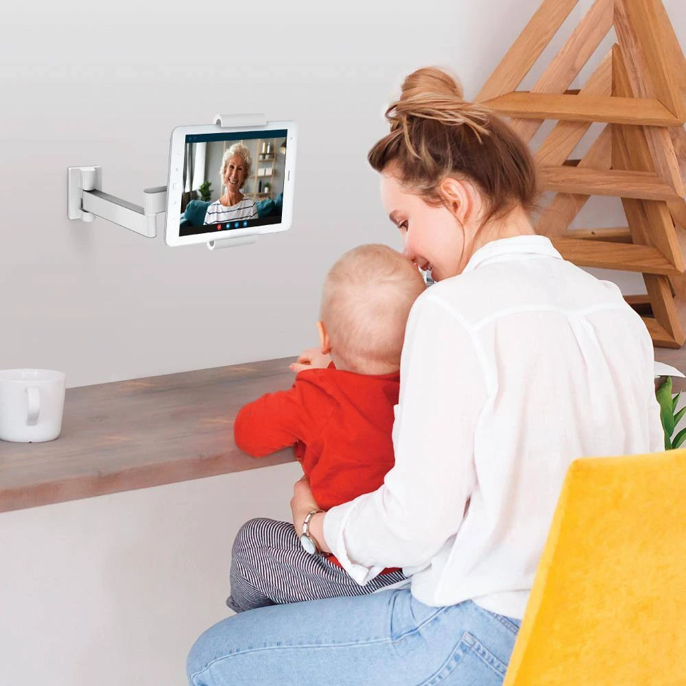 Barkan 7" to 12" Full Motion - 4 Movement Tablet Wall & Cabinet Mount, White, Firm Tablet Clamp, 360° Rotation by Barkan a Better Point of View 9 Barkan 7" to 12" Full Motion - 4 Movement Tablet Wall & Cabinet Mount, White, Firm Tablet Clamp, 360° Rotation by Barkan a Better Point of View - Image 9