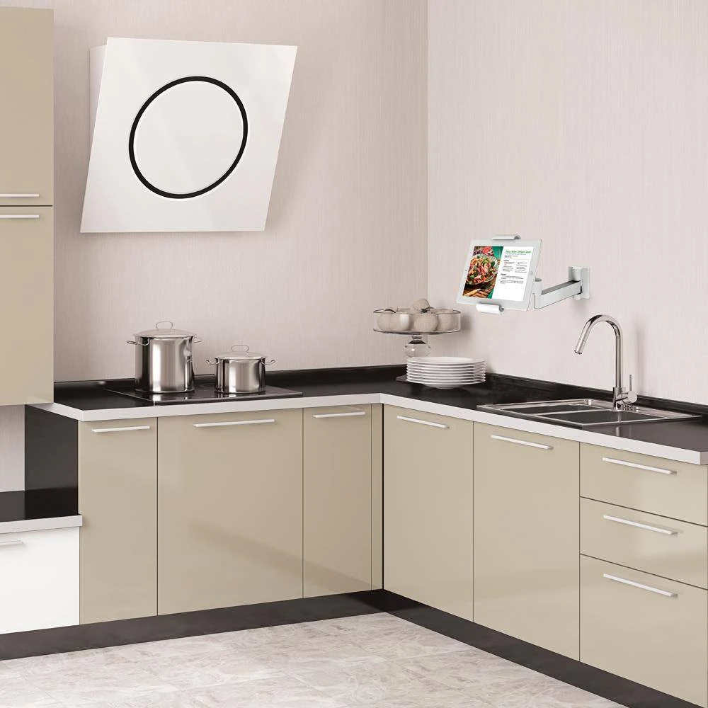 Barkan 7" to 12" Full Motion - 4 Movement Tablet Wall & Cabinet Mount, White, Firm Tablet Clamp, 360° Rotation by Barkan a Better Point of View 2 Barkan 7" to 12" Full Motion - 4 Movement Tablet Wall & Cabinet Mount, White, Firm Tablet Clamp, 360° Rotation by Barkan a Better Point of View - Image 2