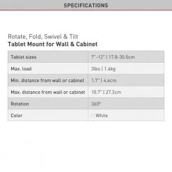 Barkan 7" to 12" Full Motion - 4 Movement Tablet Wall & Cabinet Mount, White, Firm Tablet Clamp, 360° Rotation by Barkan a Better Point of View 15 Barkan 7" to 12" Full Motion - 4 Movement Tablet Wall & Cabinet Mount, White, Firm Tablet Clamp, 360° Rotation by Barkan a Better Point of View -Electro Gear Shop white barkan a better point of view tablets accessories t54 online fa 1000