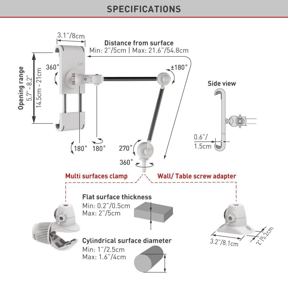 Barkan 7 in to 12 in Universal Full Motion, Multi-Position Tablet Mount for Tablets up to 22 lbs by Barkan a Better Point of View 7 Barkan 7 in to 12 in Universal Full Motion, Multi-Position Tablet Mount for Tablets up to 22 lbs by Barkan a Better Point of View - Image 7