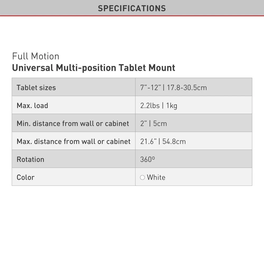 Barkan 7 in to 12 in Universal Full Motion, Multi-Position Tablet Mount for Tablets up to 22 lbs by Barkan a Better Point of View 8 Barkan 7 in to 12 in Universal Full Motion, Multi-Position Tablet Mount for Tablets up to 22 lbs by Barkan a Better Point of View - Image 8