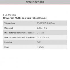 Barkan 7" to 12" Universal, Multi - Position Tablet Mount, White, Firm Tablet Clamp, 360° Rotation, Multi Surface Clamp by Barkan a Better Point of View -Electro Gear Shop white barkan a better point of view tablets accessories t56 online 44 1000