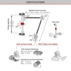Barkan 4" to 12" Portable, Full-Motion, Multi-Position Smartphone & Tablet Mount, White, Firm Device Clamp by Barkan a Better Point of View 18 Barkan 4" to 12" Portable, Full-Motion, Multi-Position Smartphone & Tablet Mount, White, Firm Device Clamp by Barkan a Better Point of View -Electro Gear Shop white barkan a better point of view tablets accessories t580 1f 1000