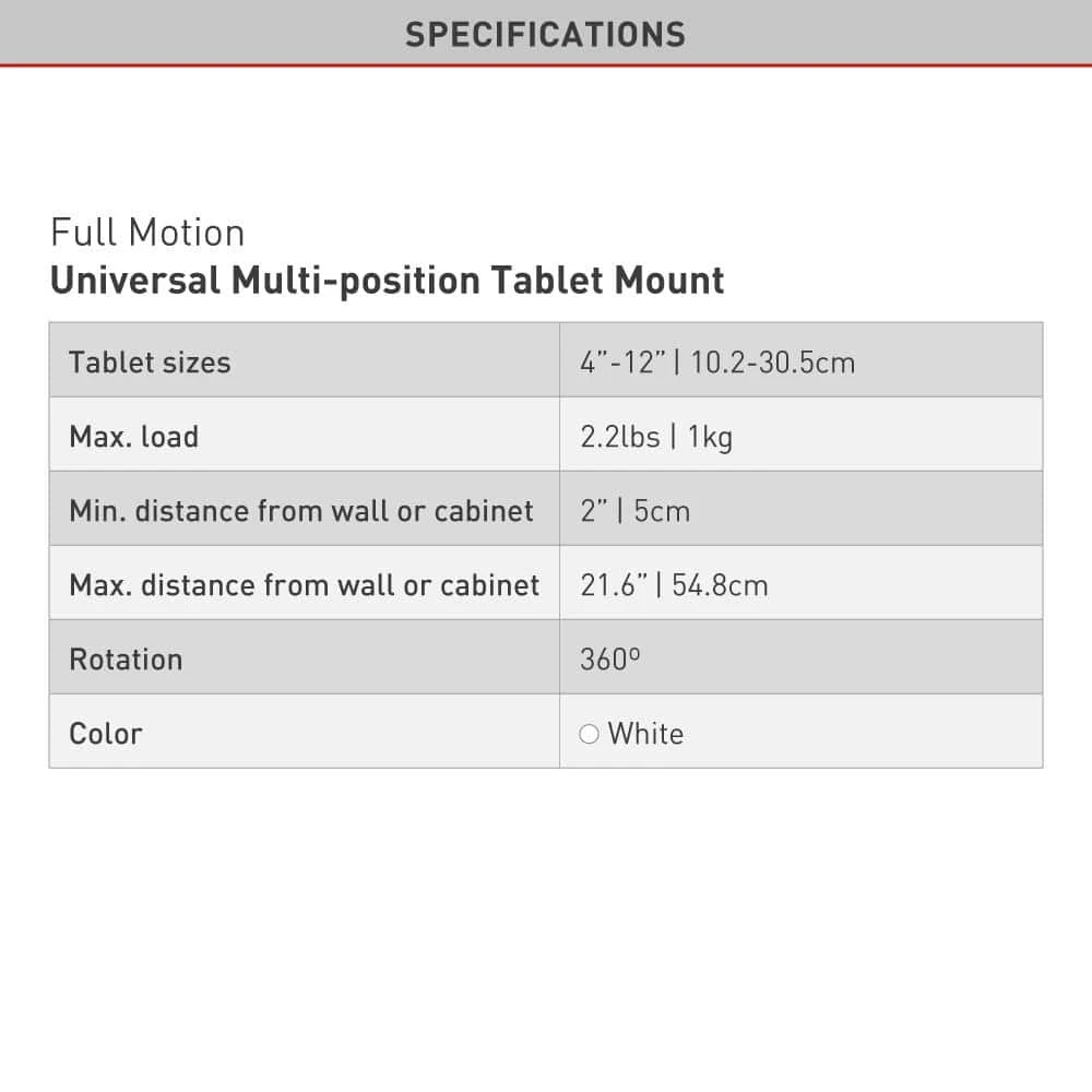 Barkan 4" to 12" Portable, Full-Motion, Multi-Position Smartphone & Tablet Mount, White, Firm Device Clamp by Barkan a Better Point of View 8 Barkan 4" to 12" Portable, Full-Motion, Multi-Position Smartphone & Tablet Mount, White, Firm Device Clamp by Barkan a Better Point of View - Image 8