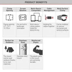 Barkan 4" to 12" Portable, Full-Motion, Multi-Position Smartphone & Tablet Mount, White, Firm Device Clamp by Barkan a Better Point of View 22 Barkan 4" to 12" Portable, Full-Motion, Multi-Position Smartphone & Tablet Mount, White, Firm Device Clamp by Barkan a Better Point of View -Electro Gear Shop white barkan a better point of view tablets accessories t580 d4 1000