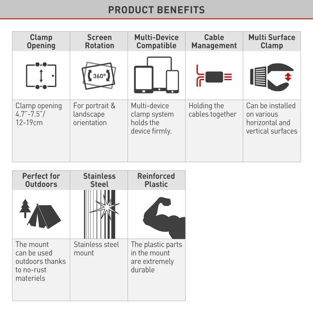 Barkan 4" to 12" Portable, Full-Motion, Multi-Position Smartphone & Tablet Mount, White, Firm Device Clamp by Barkan a Better Point of View 11 Barkan 4" to 12" Portable, Full-Motion, Multi-Position Smartphone & Tablet Mount, White, Firm Device Clamp by Barkan a Better Point of View - Image 11
