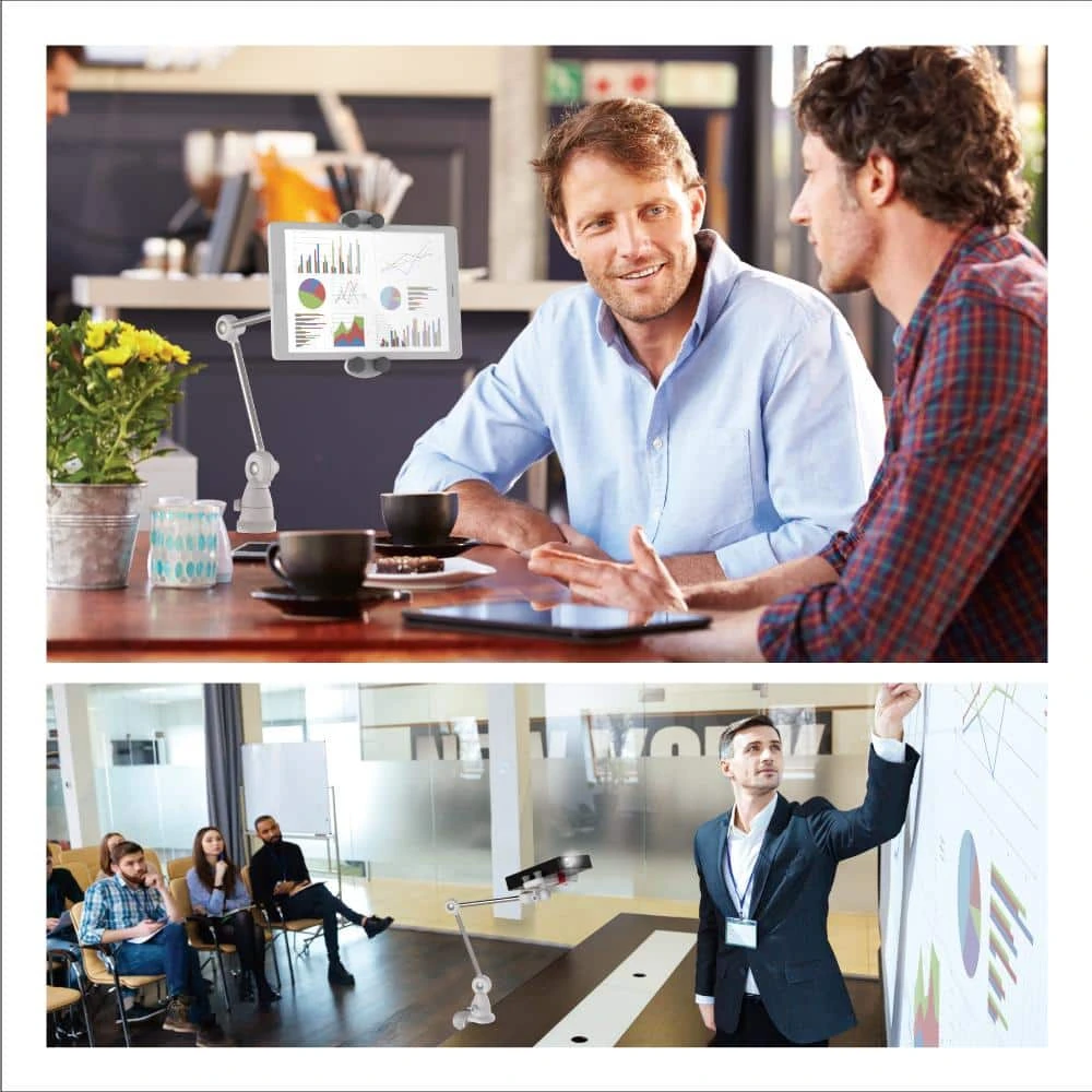 Barkan 4" to 12" Portable, Full-Motion, Multi-Position Smartphone & Tablet Mount, White, Firm Device Clamp by Barkan a Better Point of View 2 Barkan 4" to 12" Portable, Full-Motion, Multi-Position Smartphone & Tablet Mount, White, Firm Device Clamp by Barkan a Better Point of View - Image 2