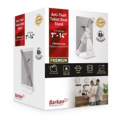 Barkan 7-14 in. Anti-Theft Tablet Desk Stand White Touch and Tilt 360-Degree Rotation by Barkan a Better Point of View -Electro Gear Shop white barkan a better point of view tablets accessories t71hl 44 1000