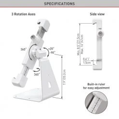 Barkan 7-14 in. Anti-Theft Tablet Desk Stand White Touch and Tilt 360-Degree Rotation by Barkan a Better Point of View -Electro Gear Shop white barkan a better point of view tablets accessories t71hl 4f 1000