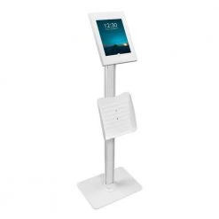 Secure iPad Floor Stand with Document Holder for 8th Generation iPad White by mount-it!