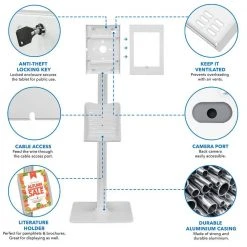 Secure iPad Floor Stand with Document Holder for 8th Generation iPad White by mount-it! -Electro Gear Shop white mount it tablets accessories mi 3770w g8 fa 1000