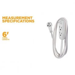 6 ft. 16/3 SPT-2 Multi-Outlet (3) Indoor Light-Duty Flat Plug Extension Cord by Southwire -Electro Gear Shop white southwire general purpose cords 35178801 44 1000