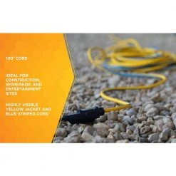 100 ft. 14/3 SJTW Push-Lock Multi-Color Outdoor Medium-Duty Extension Cord by Southwire 20 100 ft. 14/3 SJTW Push-Lock Multi-Color Outdoor Medium-Duty Extension Cord by Southwire -Electro Gear Shop yellow blue southwire general purpose cords 24398826 77 1000